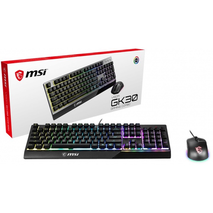 MSI Vigor GK30, Tastiera layout ITA + Mouse Gaming, Nero