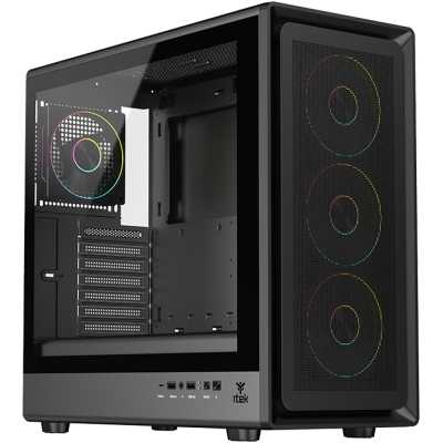 itek MESHCORE 36B, Mid-Tower, Side-Glass, Black