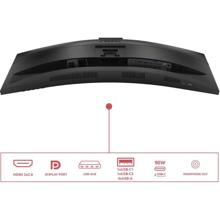 AOC E4 CU34E4CW, 34", Webcam, VA, UWQHD, 120Hz, USB-C, DP, HDMI