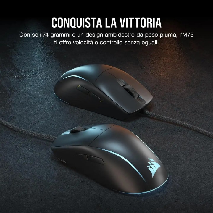 Corsair M75 Lightweight RGB, Gaming Mouse, Black