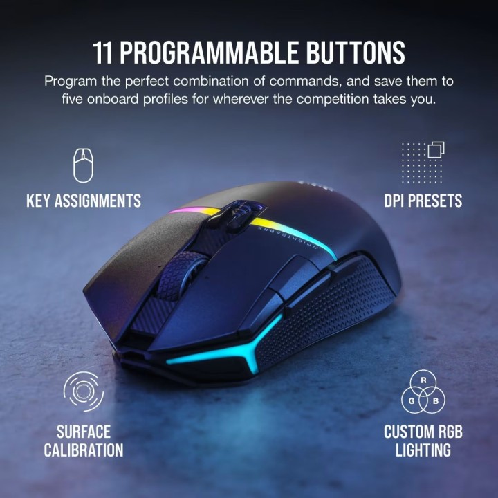 Corsair Nightsabre Wireless RGB, Gaming Mouse, Black