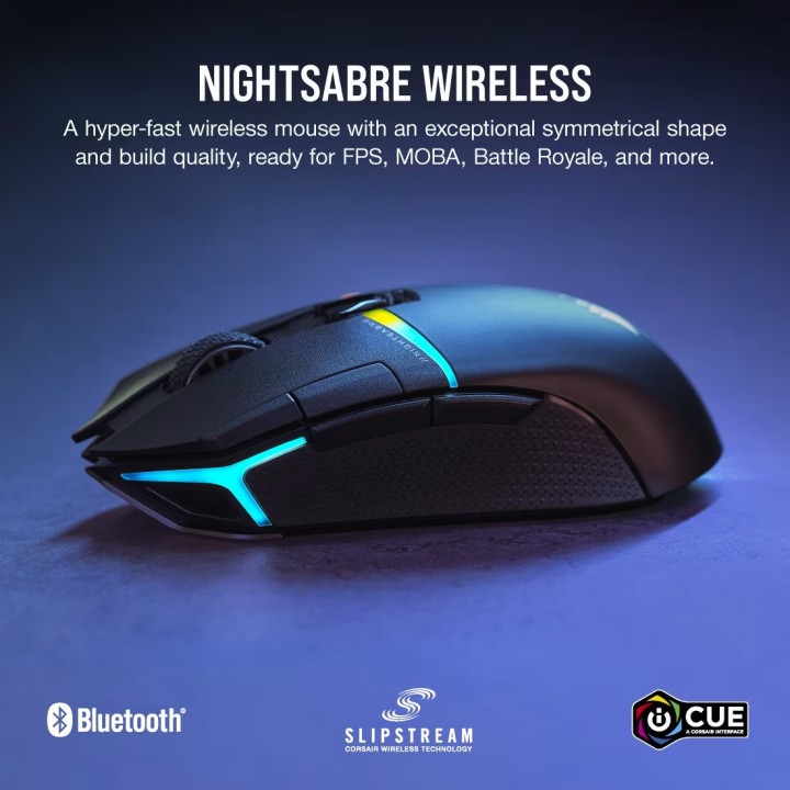 Corsair Nightsabre Wireless RGB, Gaming Mouse, Black