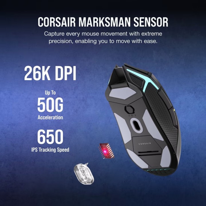Corsair Nightsabre Wireless RGB, Gaming Mouse, Black