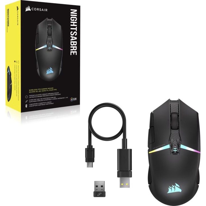 Corsair Nightsabre Wireless RGB, Gaming Mouse, Black