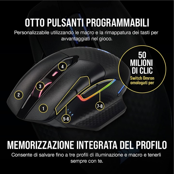 Corsair Dark Core RGB PRO Wireless, Gaming Mouse, Black
