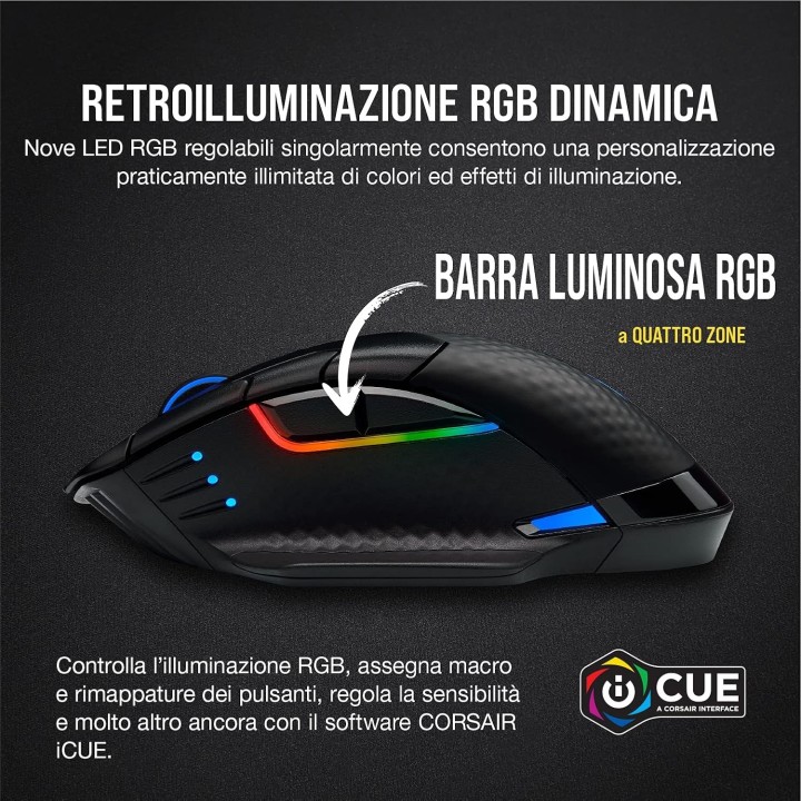 Corsair Dark Core RGB PRO Wireless, Gaming Mouse, Black