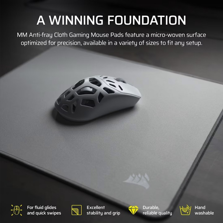 Corsair MM Anti-fray Cloth, Gaming Mouse Pad, 3XL, Gray