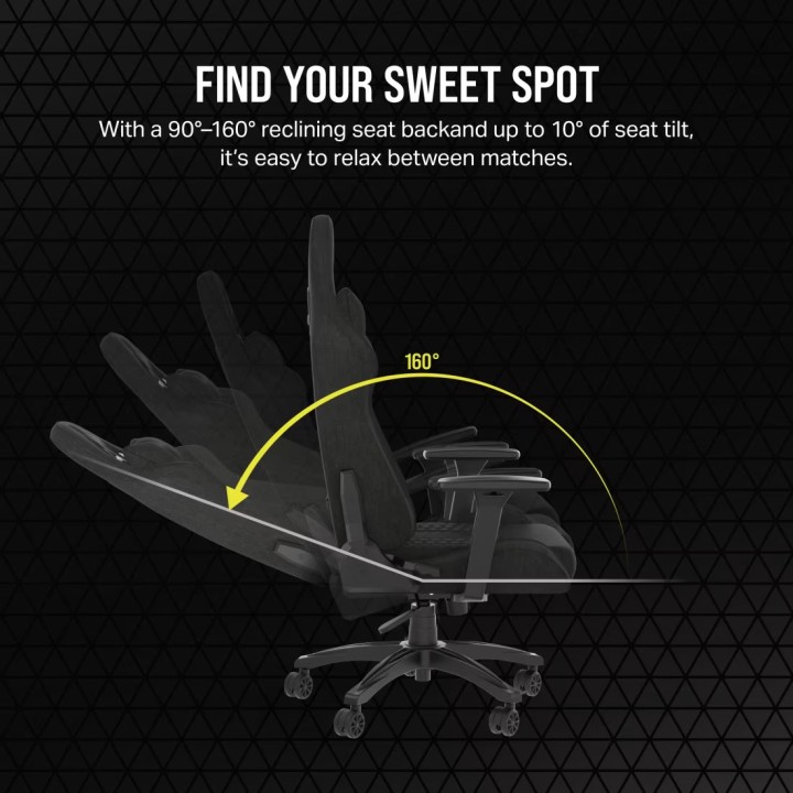 Corsair TC100 RELAXED, Gaming Chair, Black / Black Fabric (Grey Cushion)