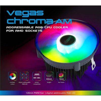 Akasa Vegas Chroma AM CPU Cooler, AMD, RGB - 120 mm