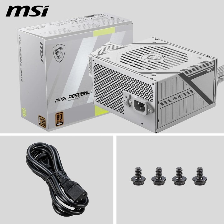 MSI MAG A650BNL WH, 80 Plus Bronze, 650w