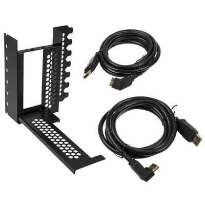 CableMod Vertical Graphics Card Holder With PCIe x16 Riser Cable, 2x DisplayPort - Black - 1