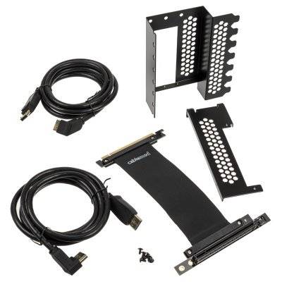 CableMod Vertical Graphics Card Holder With PCIe x16 Riser Cable, 2x DisplayPort - Black - 6