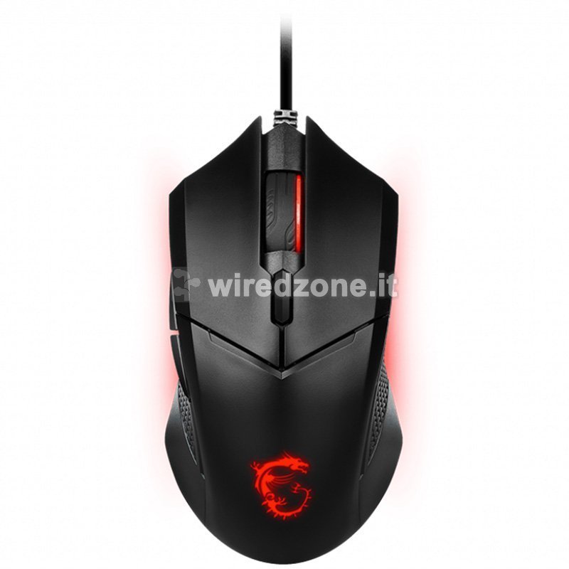 MSI Clutch GM08 Wired Optical Mouse Gaming, 4200 DPI, LED Red - Black - 1