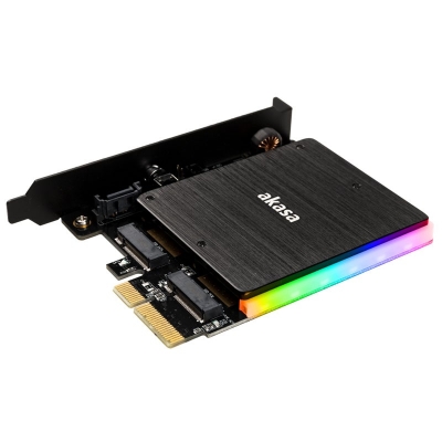 Akasa M.2 PCI-E SATA RGB LED Adapter Card - 2