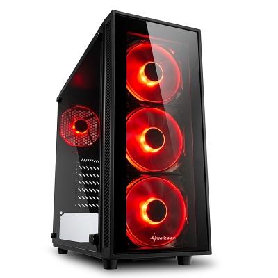Sharkoon TG4 Red Mid-Tower, Side Glass - Black - 1