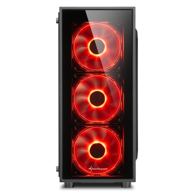 Sharkoon TG4 Red Mid-Tower, Side Glass - Black - 2