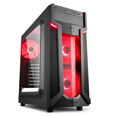 Sharkoon VG6-W Red Mid-Tower, Side Acrylic - Black - 1