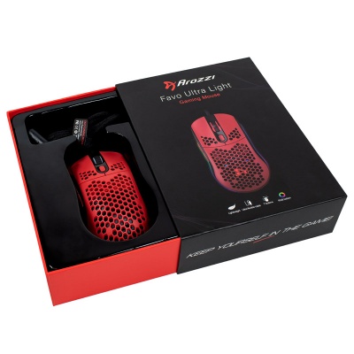 Arozzi Favo Ultra Light Gaming Mouse - Black / Red - 7