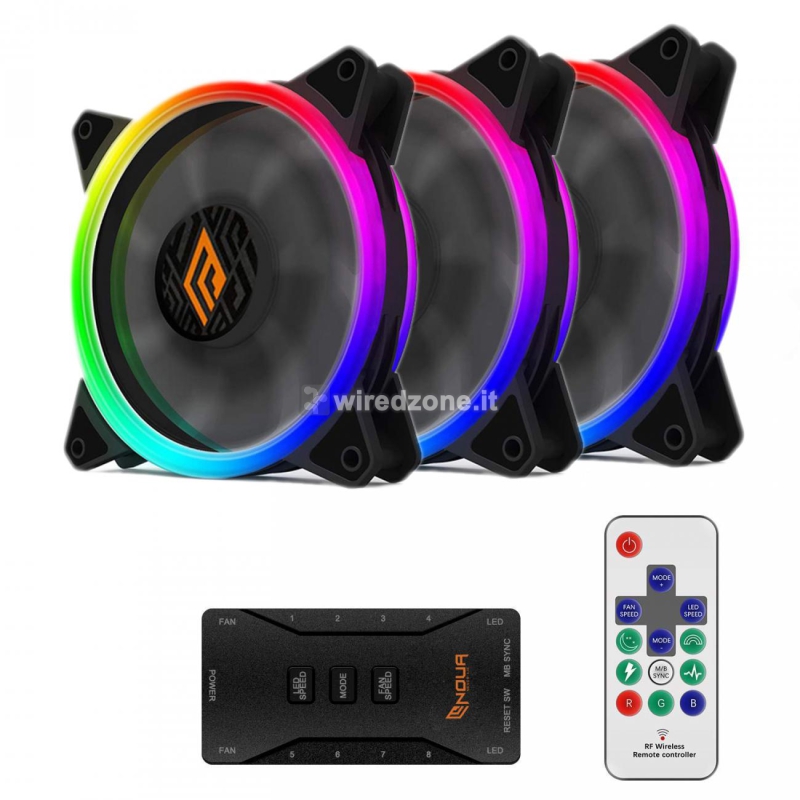 Noua LIPS 3 RGB Rainbow Fan Black with Controller - 120mm - 1