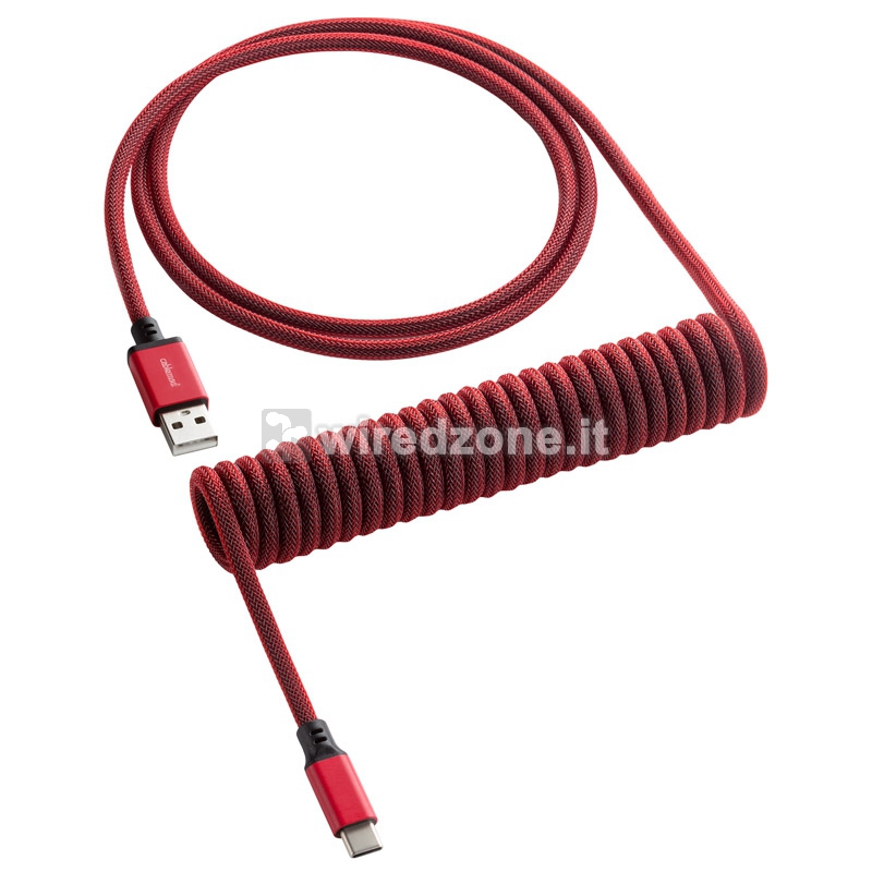 CableMod Classic Coiled Keyboard Cable USB-C To USB-A, Republic Red - 150cm - 1