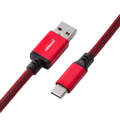 CableMod Classic Coiled Keyboard Cable USB-C To USB-A, Republic Red - 150cm - 3