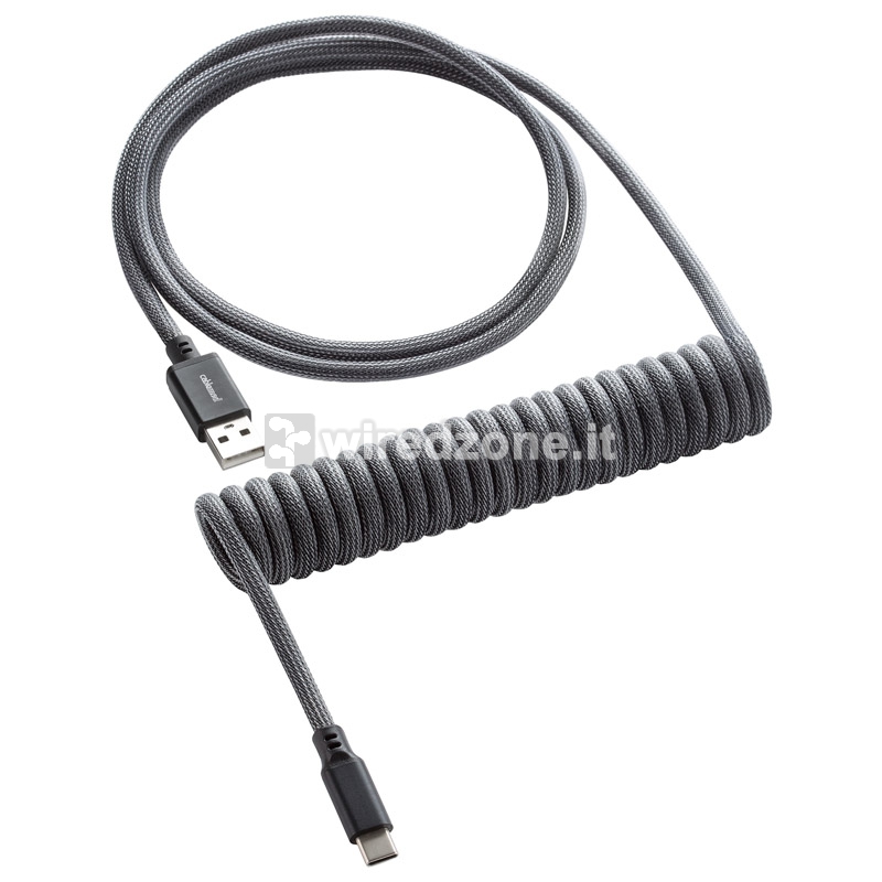 CableMod Classic Coiled Keyboard Cable USB-C To USB-A, Carbon Grey - 150cm - 1