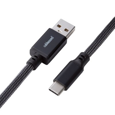 CableMod Classic Coiled Keyboard Cable USB-C To USB-A, Carbon Grey - 150cm - 3