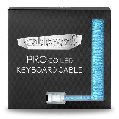CableMod Pro Coiled Keyboard Cable USB-C To USB-A, Blueberry Cheesecake - 150cm - 5