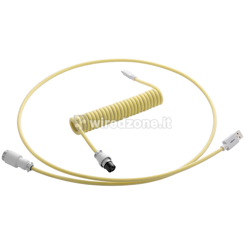 CableMod Pro Coiled Keyboard Cable USB-C To USB-A, Lemon Ice - 150cm - 1