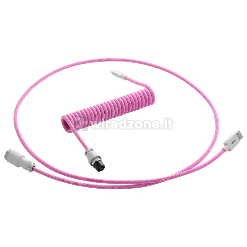 CableMod Pro Coiled Keyboard Cable USB-C To USB-A, Strawberry Cream - 150cm - 1