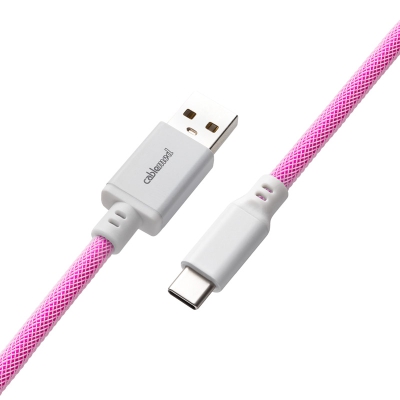 CableMod Pro Coiled Keyboard Cable USB-C To USB-A, Strawberry Cream - 150cm - 3