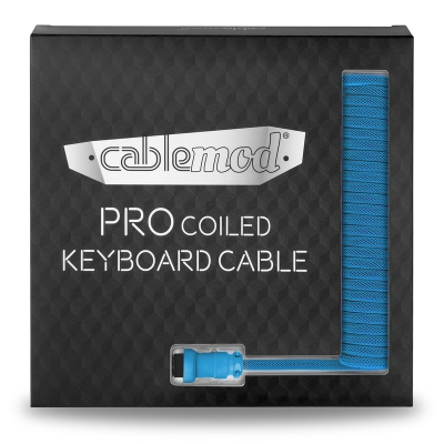 CableMod Pro Coiled Keyboard Cable Micro-USB To USB-A, Specturm Blue - 150cm - 5