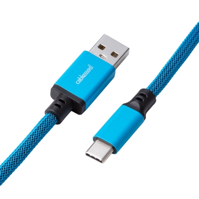 CableMod Pro Coiled Keyboard Cable USB-C To USB-A, Specturm Blue - 150cm - 3