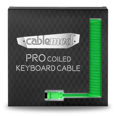 CableMod Pro Coiled Keyboard Cable USB-C To USB-A, Viper Green - 150cm - 5