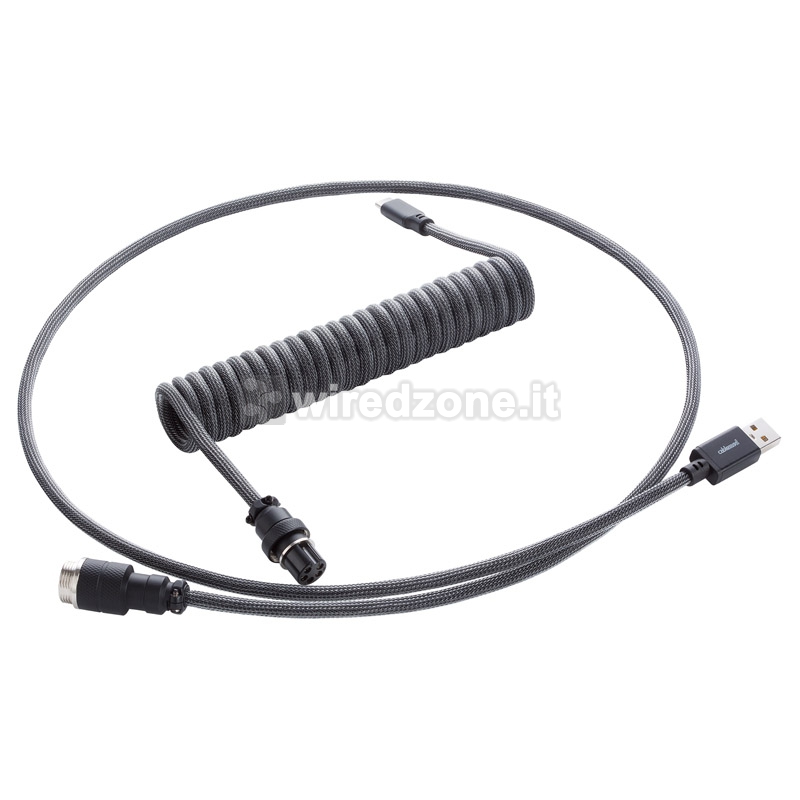 CableMod Pro Coiled Keyboard Cable USB-C To USB-A, Carbon Grey - 150cm - 1