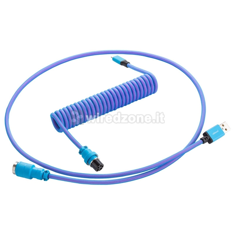 CableMod Pro Coiled Keyboard Cable USB-C To USB-A, Galaxy Blue - 150cm - 1