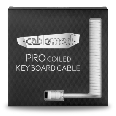CableMod Pro Coiled Keyboard Cable USB-C To USB-A, Glacier White - 150cm - 5