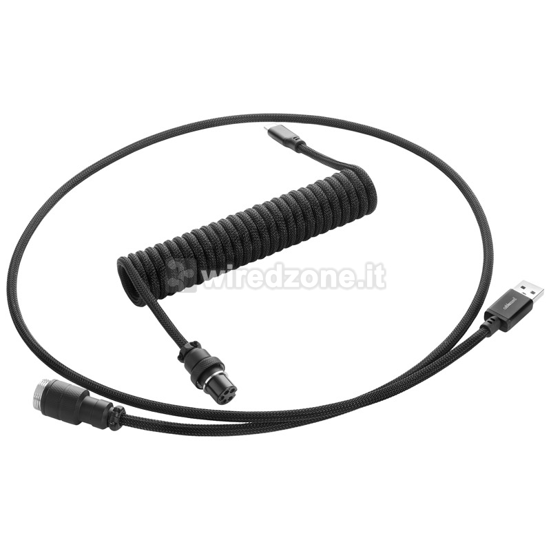CableMod Pro Coiled Keyboard Cable USB-C To USB-A, Midnight Black - 150cm - 1