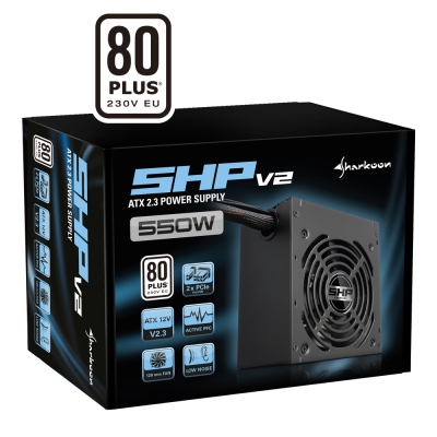 Sharkoon SHP V2, Power Supply, 80 PLUS White - 550 Watt - 3