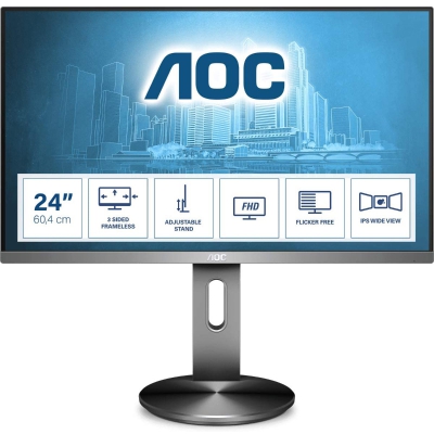 AOC 90 Series I2490PXQU/BT, 60,5 cm (23.8"), 60Hz, FHD, IPS - VGA, DP, HDMI - 1