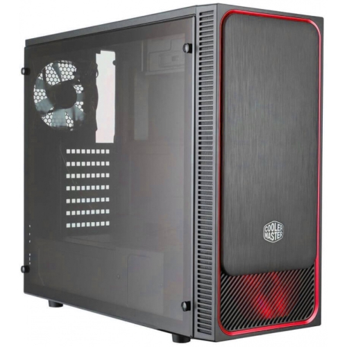 Cooler Master MasterBox E500L Red Mid-Tower, Side Glass - Black - 1