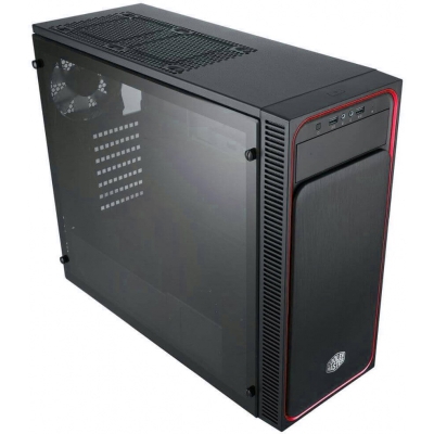 Cooler Master MasterBox E500L Red Mid-Tower, Side Glass - Black - 2