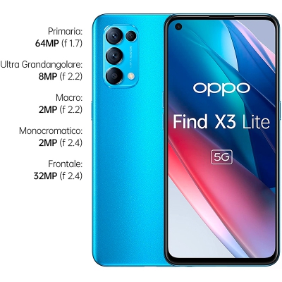 OPPO Find X3 Lite 5G Astral Blue, 16,3 cm (6.4"), 8GB RAM, 128GB, 64MP, ColorOS 11.1 - 6