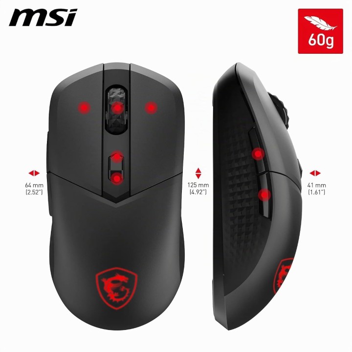 MSI Versa 300 Wireless, Mouse Gaming, Black