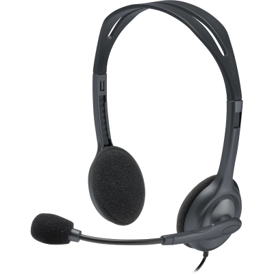 Logitech H111 Stereo, Headphone with Microphone, Wired - Gray - 1
