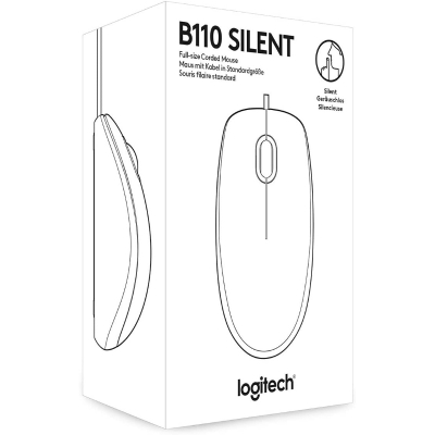 Logitech B110, USB Silent Optical Mouse, Ambidextrous - Black - 6