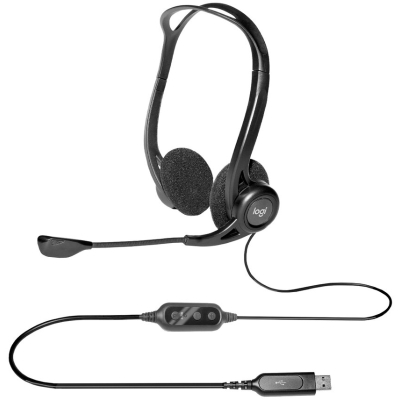 Logitech 960, USB Stereo Headphone with Microphone - Black - 4