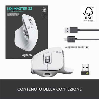Logitech MX Master 3s Wireless Mouse - Pale Gray - 9