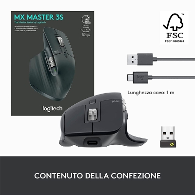 Logitech MX Master 3s Wireless Mouse - Graphite - 8