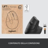 Logitech Lift Vertical Ergonomic Wireless Mouse for Business - Graphite - 9